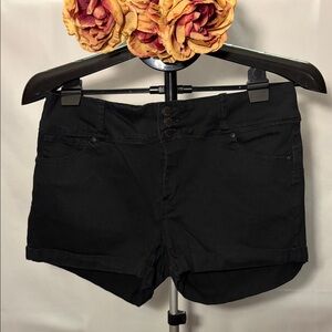 Wax Jean Black High-Waist Button-Front Women's Denim Shorts